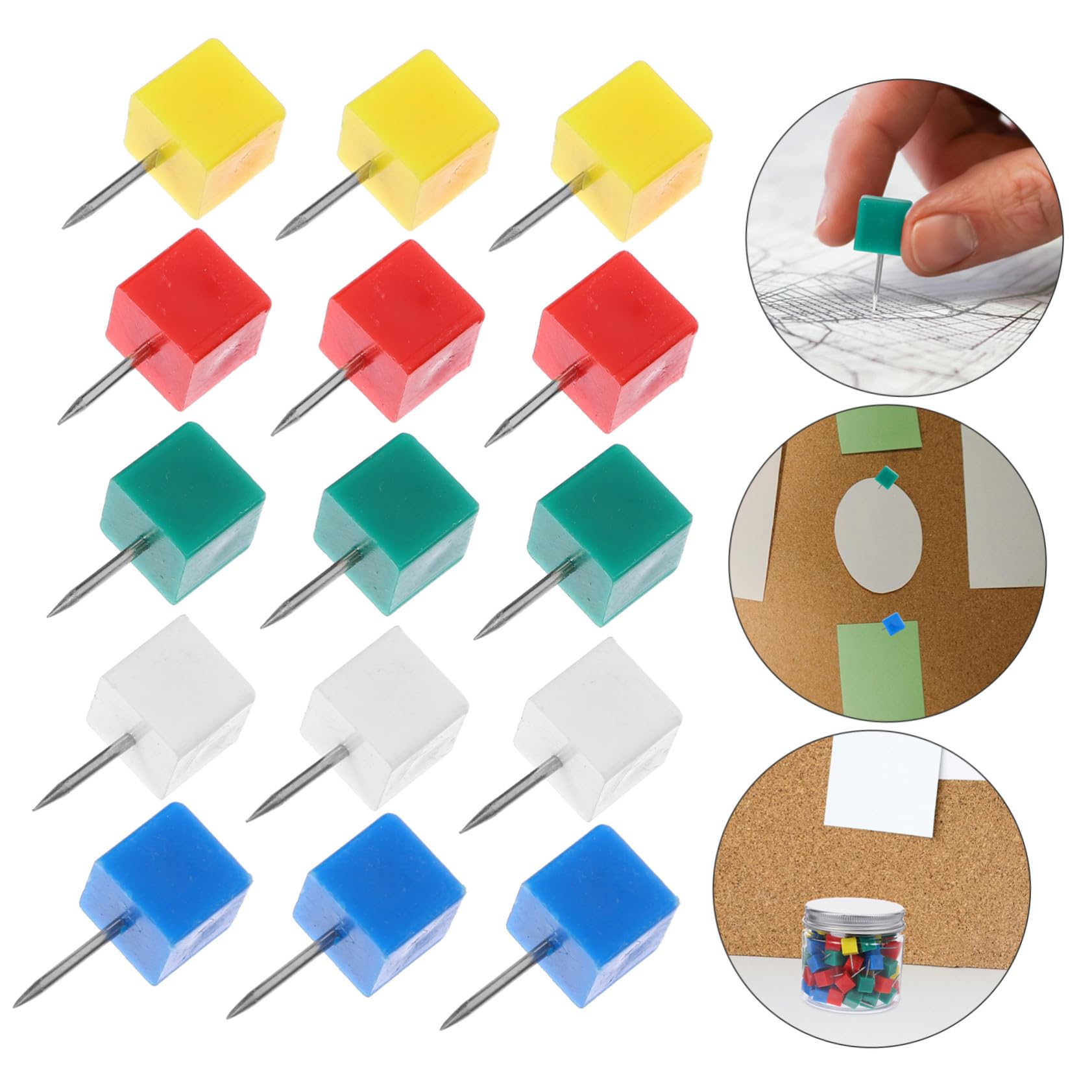 Angoily 300 Stück Bunte Quadratische Pushpins mit Kleinem Kopf Reißzwecken für Pinnwand Karte und Büro Praktische Stecknadeln mit Aufbewahrungsdose Farbenfrohe Markierungsnägel