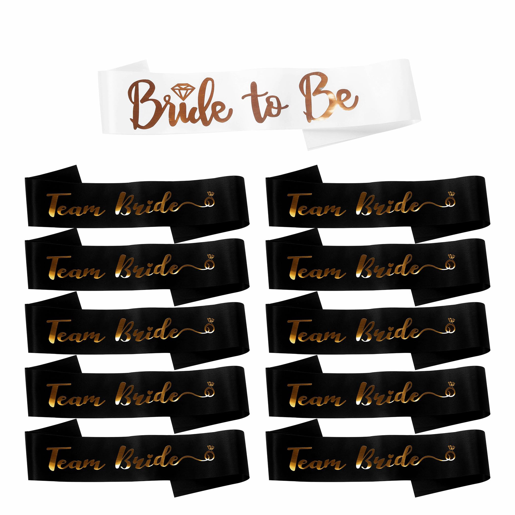 Hen Party Sashes Set Bride to Be Sash White & 10 x Team Bride Sash Black