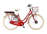 FISCHER E-Bike City CITA RETRO 2.0, Elektrofahrrad f&uuml;r Damen und Herren, RH 48 cm, Frontmotor 32 Nm, 36 V Akku, rot gl&auml;nzend