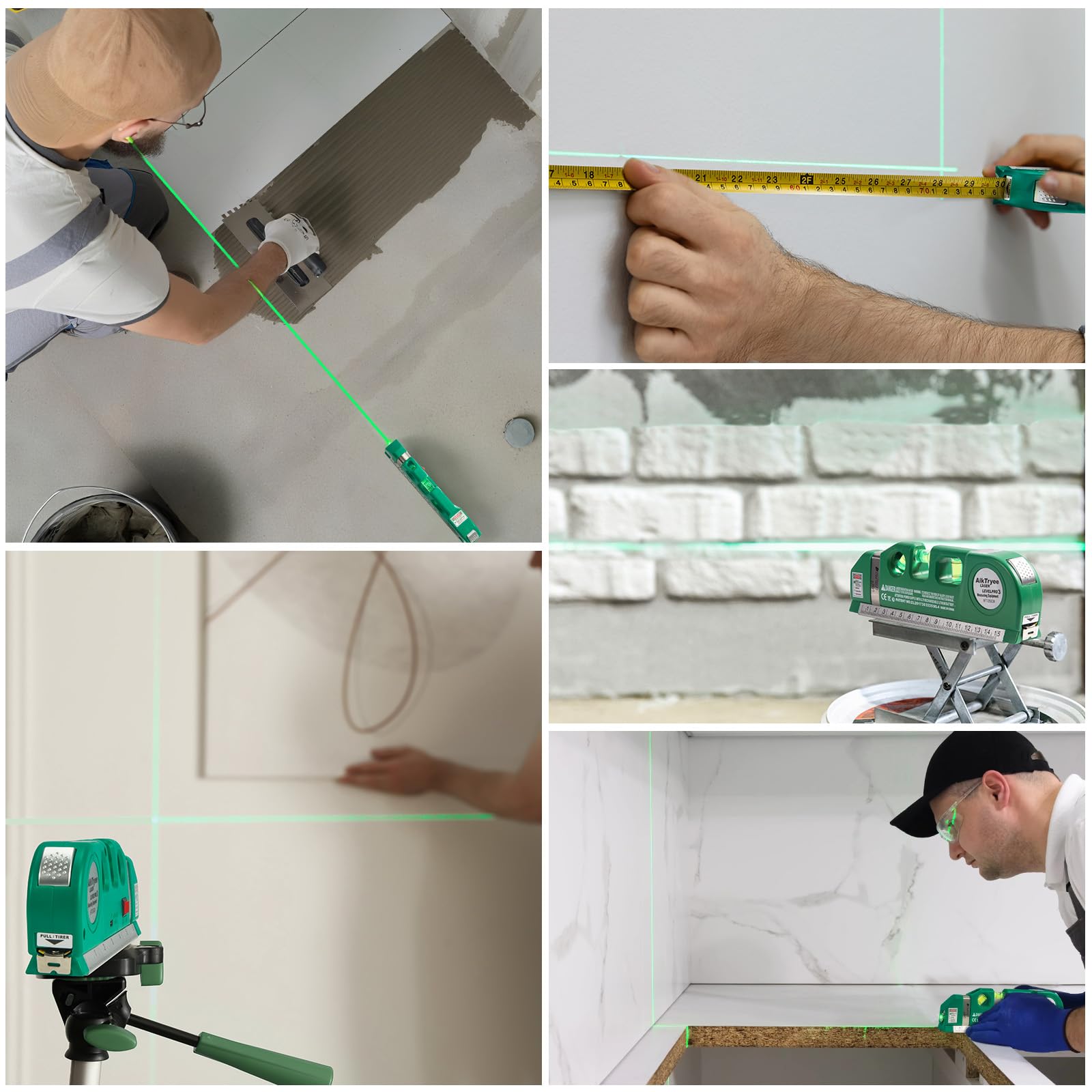 Level Tool Laser Level Leveler tool Cross Line Vertical and Horizontal Line with USB Rechargeable for Picture Hanging cabinets Tile Walls by AikTryee. view 7