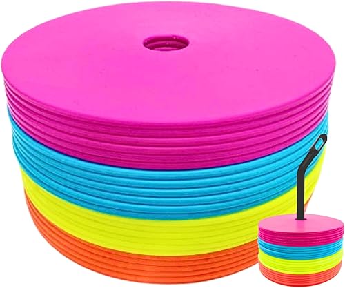 LEZER Conos planos de 6 pulgadas y 8 pulgadas, marcadores de puntos, conos de fútbol, marcadores de cancha de campo, puntos para sentarse, discos