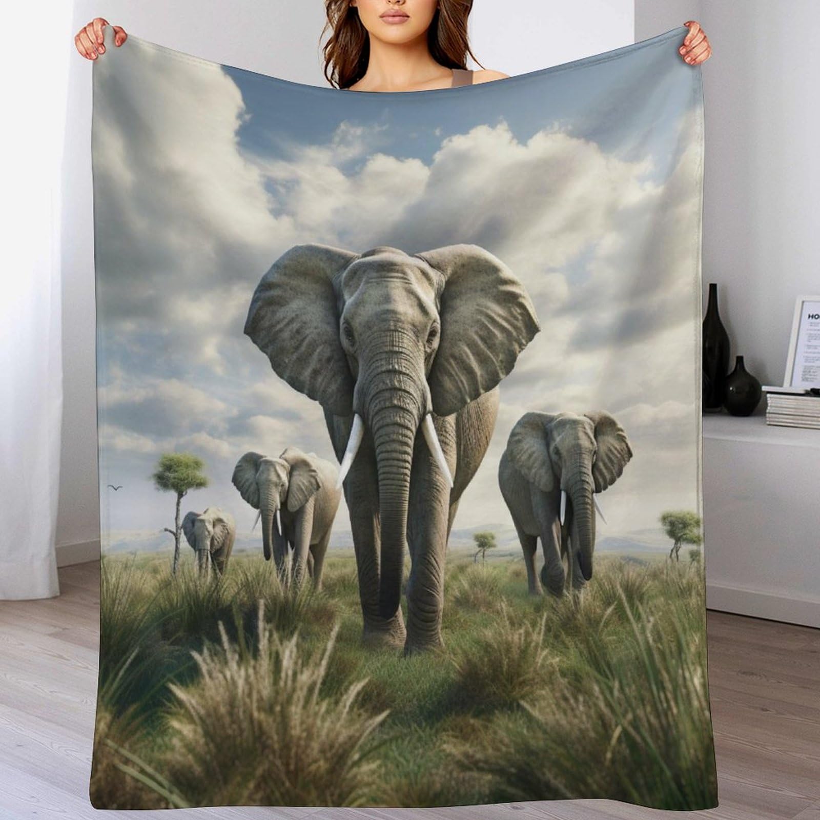Couverture éléphants plaid de canapé idéal pour vos soirées cocooning