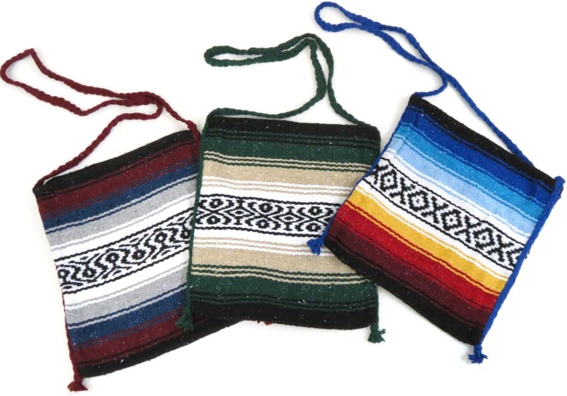 3 Pack Recycled Mexican Tote Purse Bag Falsa 13" X 16" Assorted