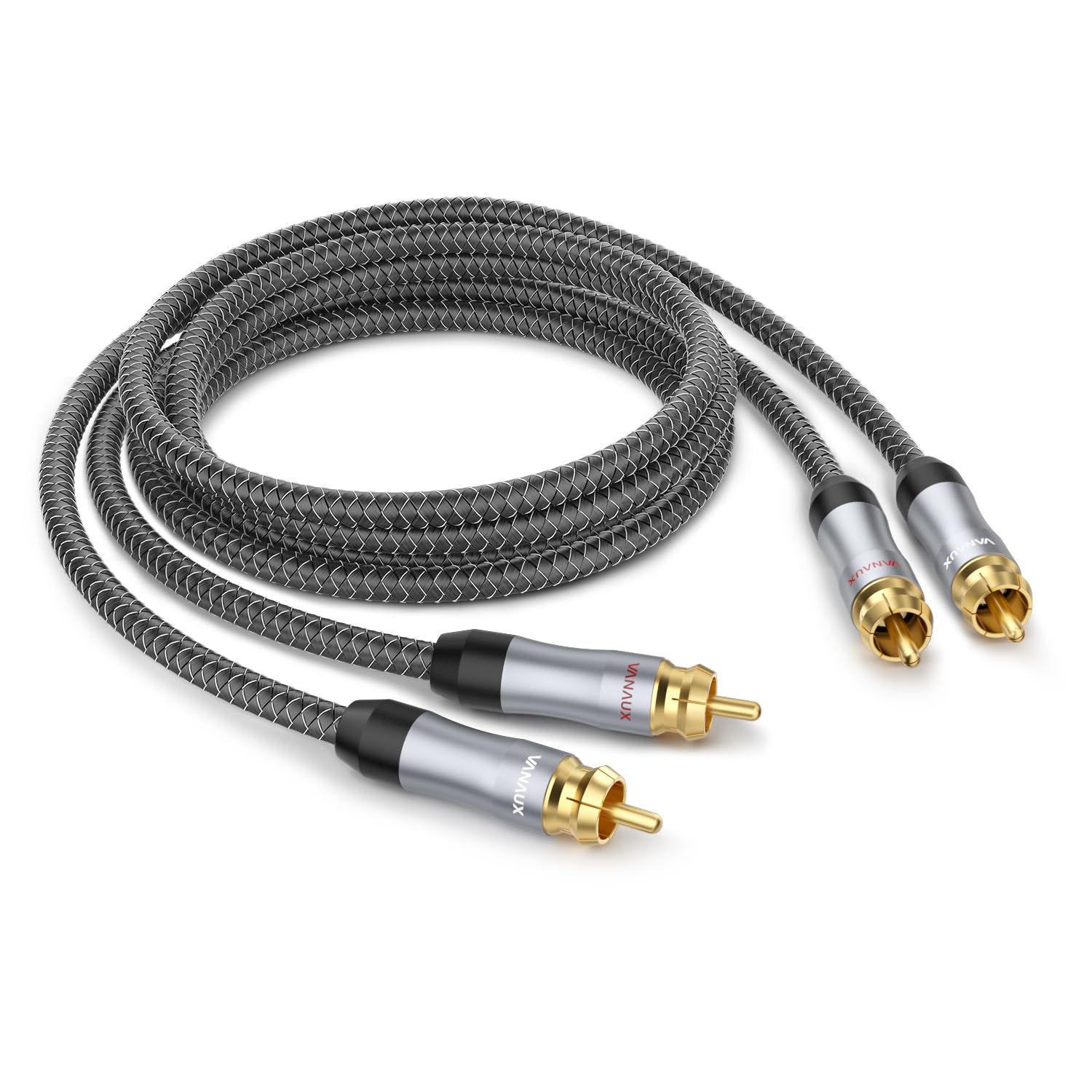 VANAUX Auidophile, Cavo audio stereo da 2RCA maschio a 2RCA maschio, cavo subwoofer OFC 75Ω, cavo coassiale digitale per Home Theater, HDTV, sistemi Hi-Fi (3 m, confezione da 2)