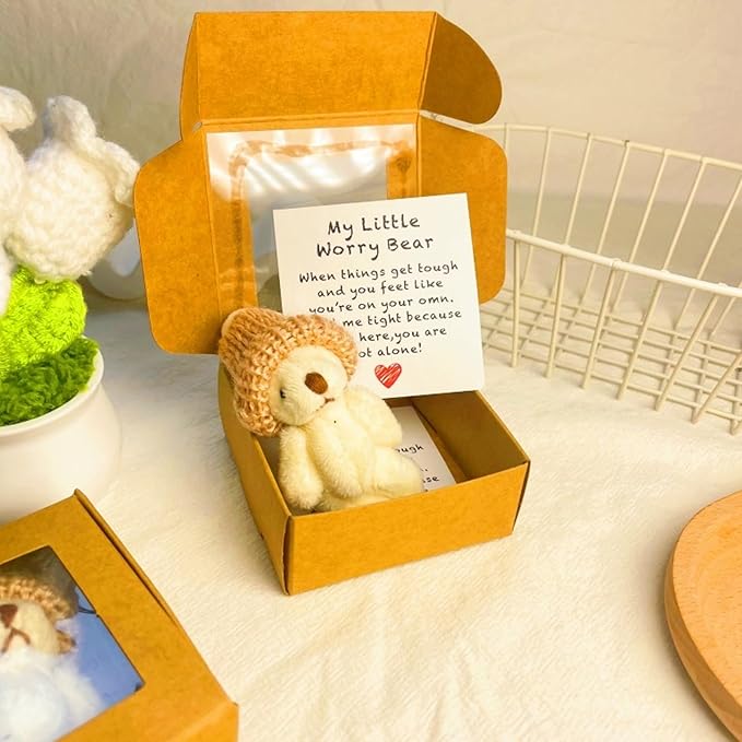 Mini Osito de Peluche Hecho a Mano en Caja - Gris miniatura 7