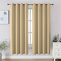 Vista 87 de CUCRAF Juego de 2 paneles de cortinas opacas negras de 54 pulgadas de largo, cortinas de oscurecimiento de habitación para sala de estar