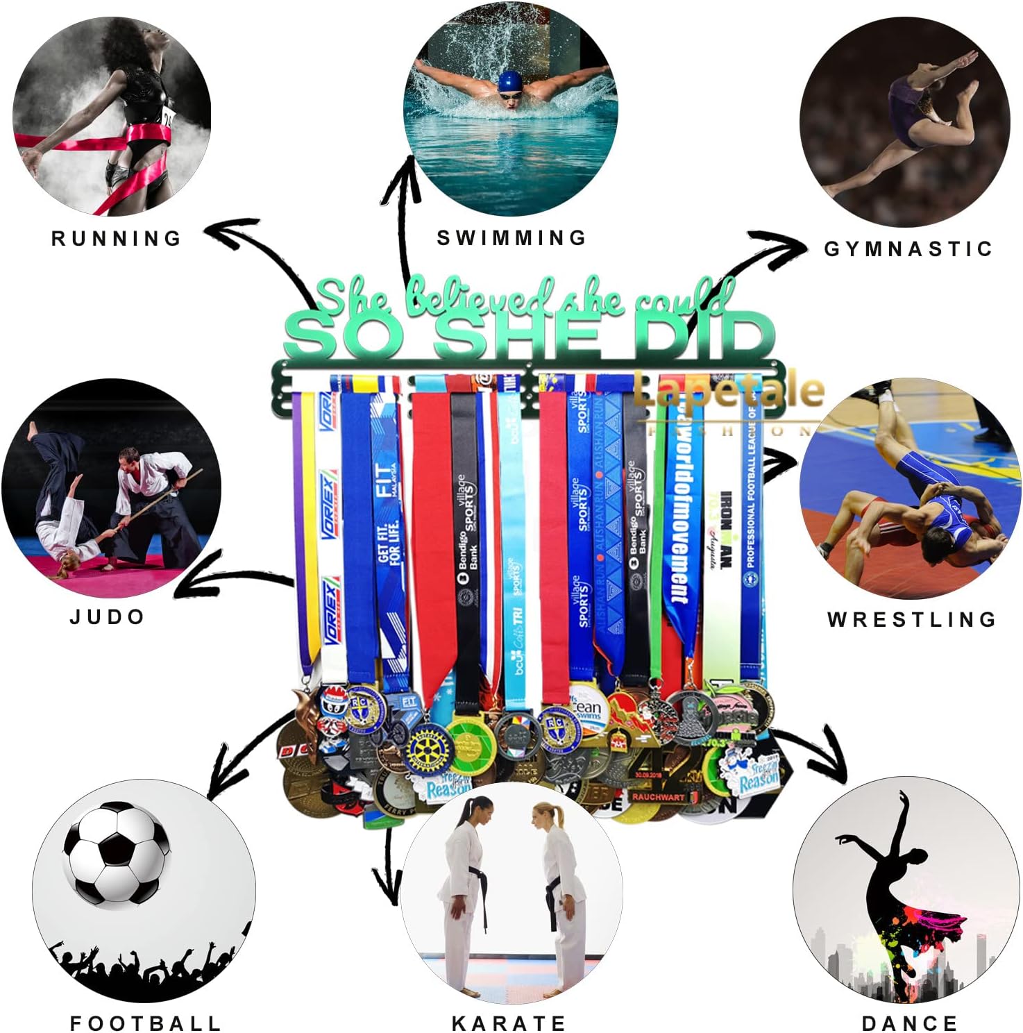 Race Medal Holder Wall Hanger,Marathon Medal Display and Runner Medal Hanger Display,Bib Running Medal Display, Running Medal Hanger Display,Medal Holder for Wall, Sports Medal Hanger Display Gifts