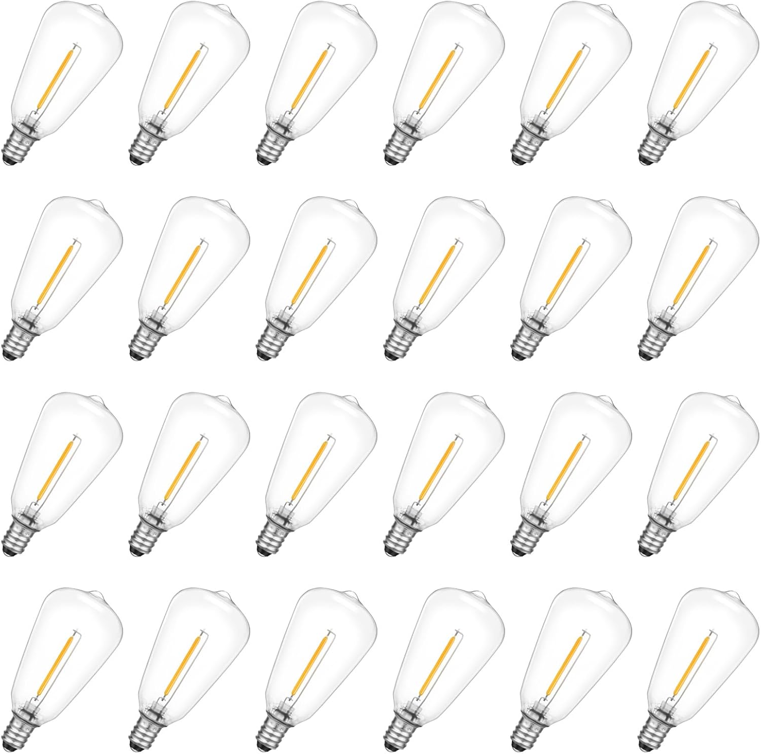 VISTERLITE E12/C7 Base LED Replacement Bulbs for ST38 Outdoor String Lights - Not Solar, Vinatge 1W LED Shatterproof Bulb, Warm White 2200K, 25 Pack