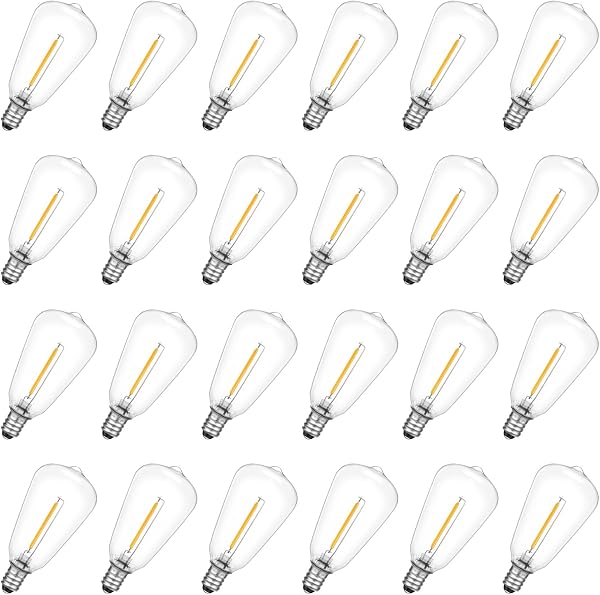 E12/C7 Base LED Replacement Bulbs for ST38 Outdoor String Lights - Not Solar, Vinatge 1W LED Shatterproof Bulb, Warm Whi