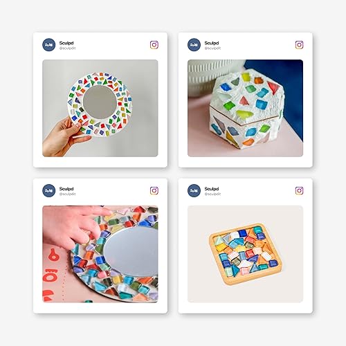 Miniatura 3 de Sculpd Kit de mosaico para niños, juego de manualidades de pintura para niños de 4 a 6 años, cerámica, incluye azulejos de mosaico, 1 juego de