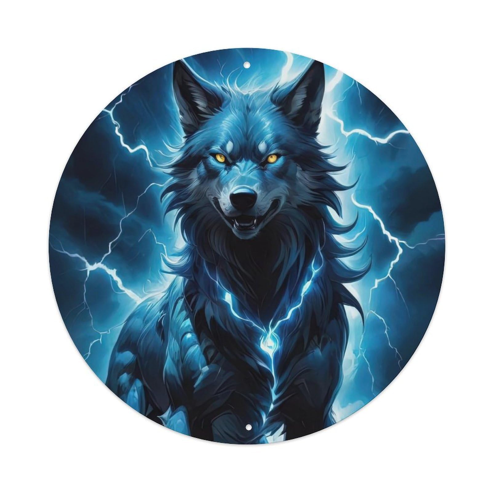 Animal Glowing Wolf Metal Tin Sign