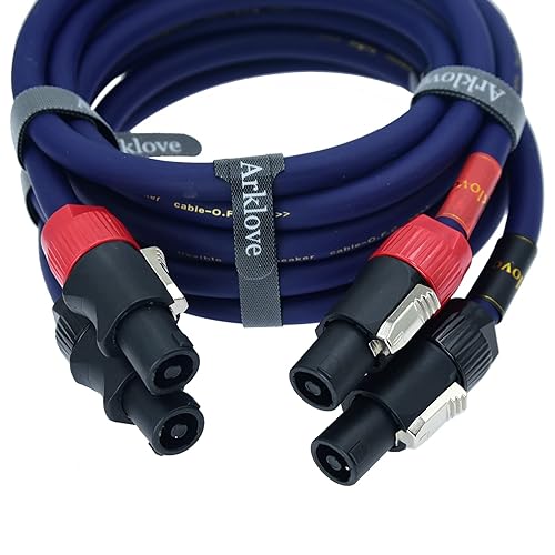 Paquete de 2 cables de bloqueo de cable de altavoz macho Pro Speakon a Speakon de alta resistencia, cable de cable de audio profesional de 13 AWG