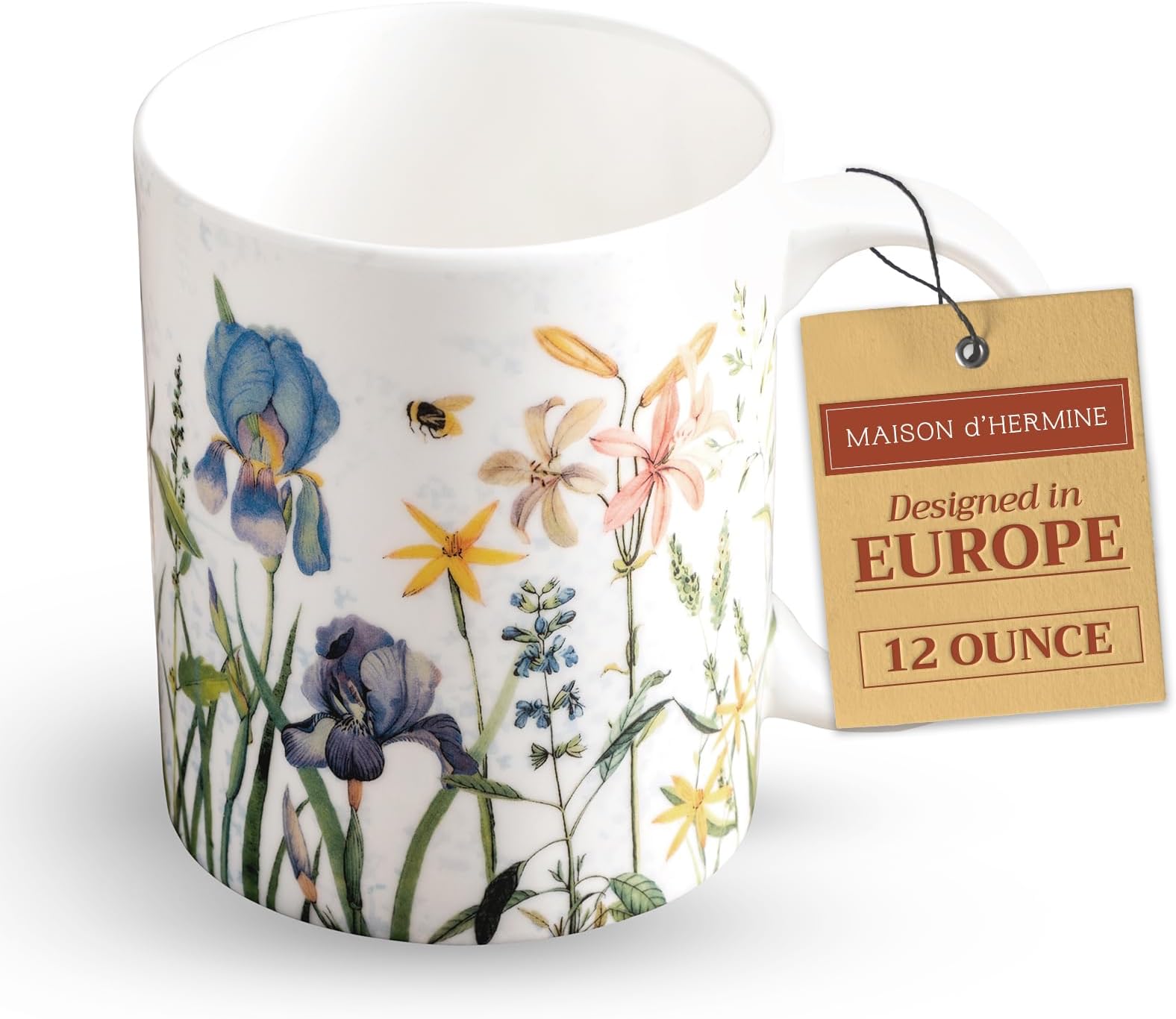 Maison d' Hermine Coffee Mug with Handles Tea Cups (12 Ounce, Pack of 1)