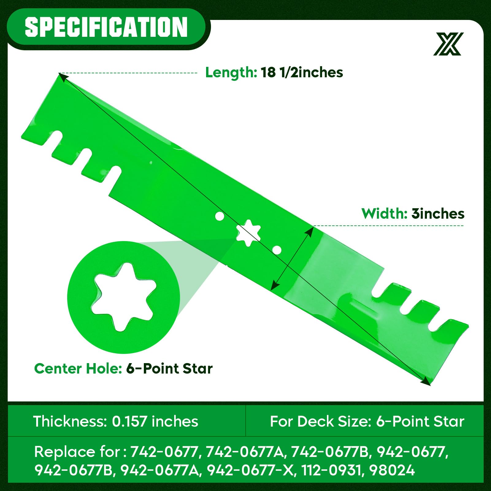 Amazon.com : 942-0677B-X 54 inch Mulching Toothed Blades for Cub