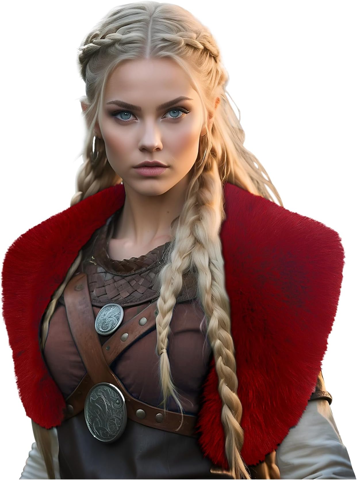 L'VOWViking Fur Collar Faux Fur Shawl Shoulder Fur Wrap Scarf Women Halloween Barbarian Cosplay Costume Accessory