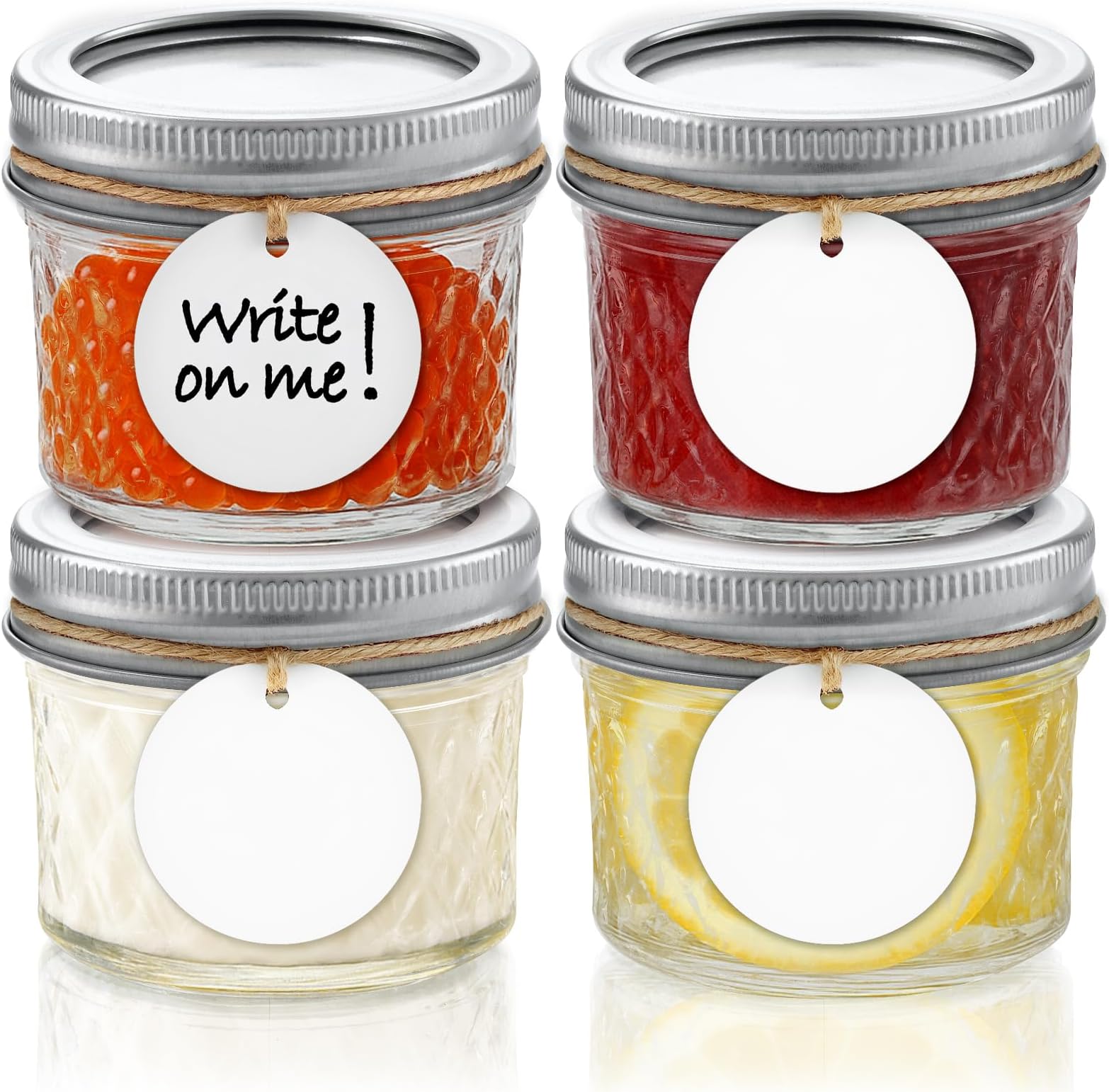 4 Pack, 4 oz Small Mason Jars with Leakproof Lids, Regular Mouth Ball Mason Jars | 4 oz Glass Jars with Lids for Honey, Jam, Snacks, Spices, DIY Candles & Crafts