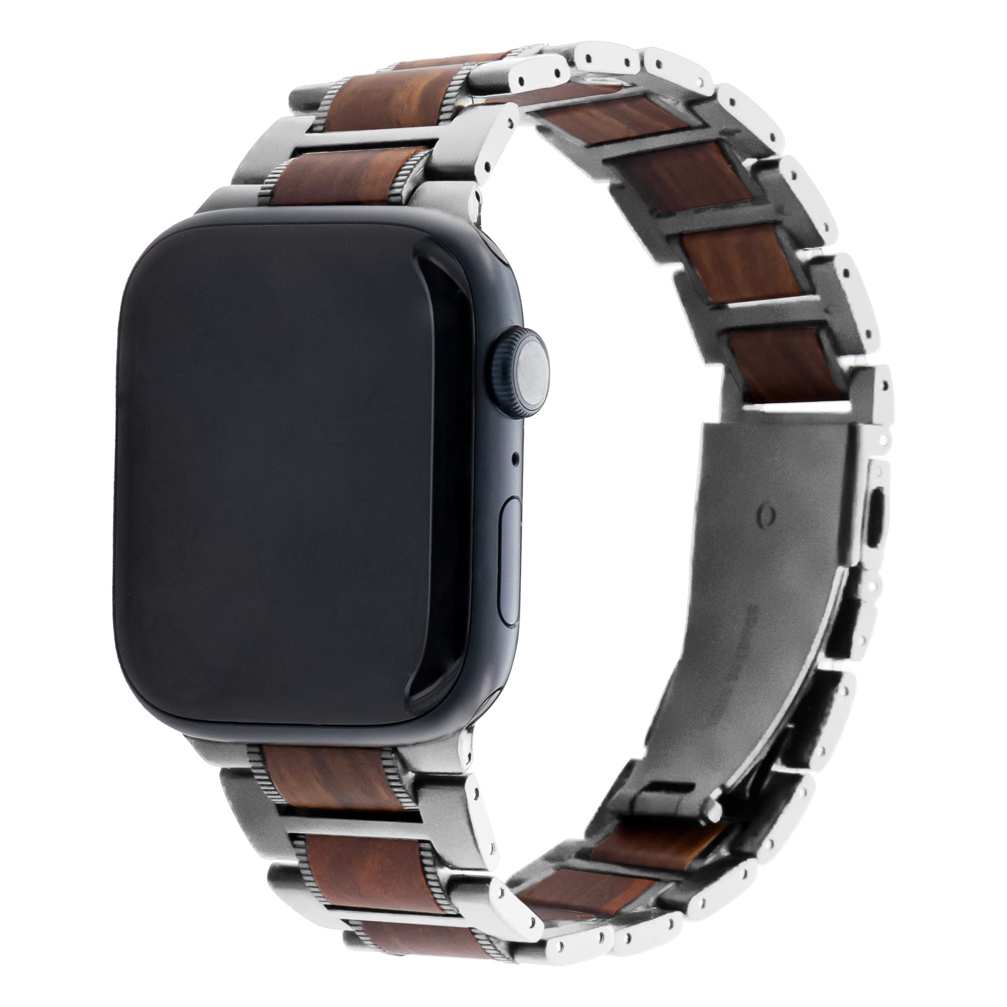 Magnum Wave Watch Bracelet, Braided Dress Bracelet, Length Can Be Individually Adjusted, 38/40 mm, Silver wood