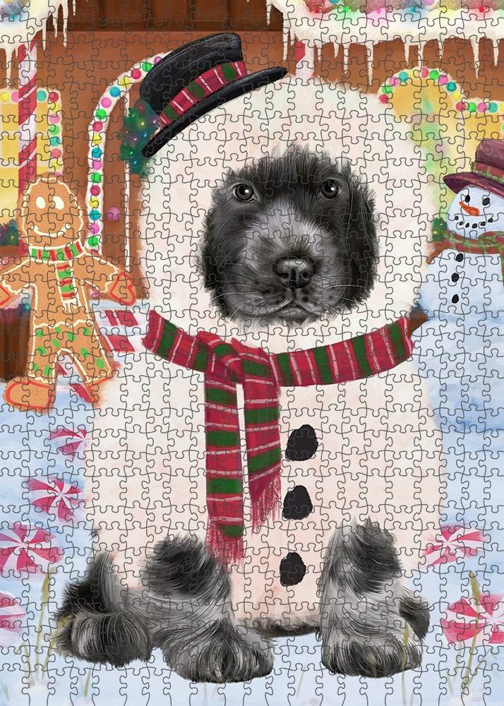 Christmas Gingerbread Snowman Cocker Spaniel Dog Jigsaw Puzzle for Adults - Animal Printed Interlocking Puzzle Game Artwork - Gift for Dog Lover's - 1000 Pcs 29.5"x19.7"