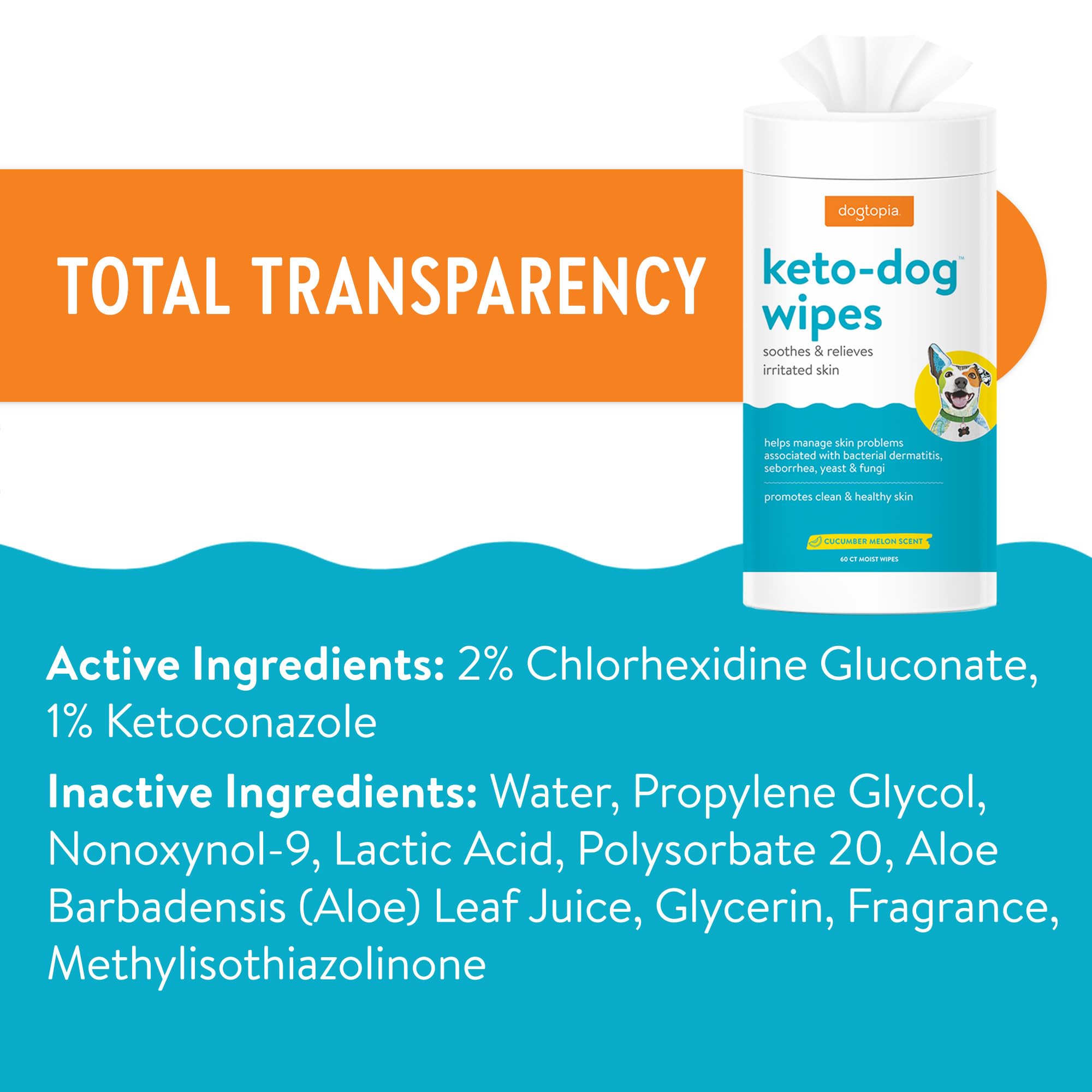 Dogtopia Keto Dog Wipes for Pets (60ct) | Soothing and Convenient Wipes for Pets’ Irritated Skin | Relief for Skin Problems in Dogs - image 4