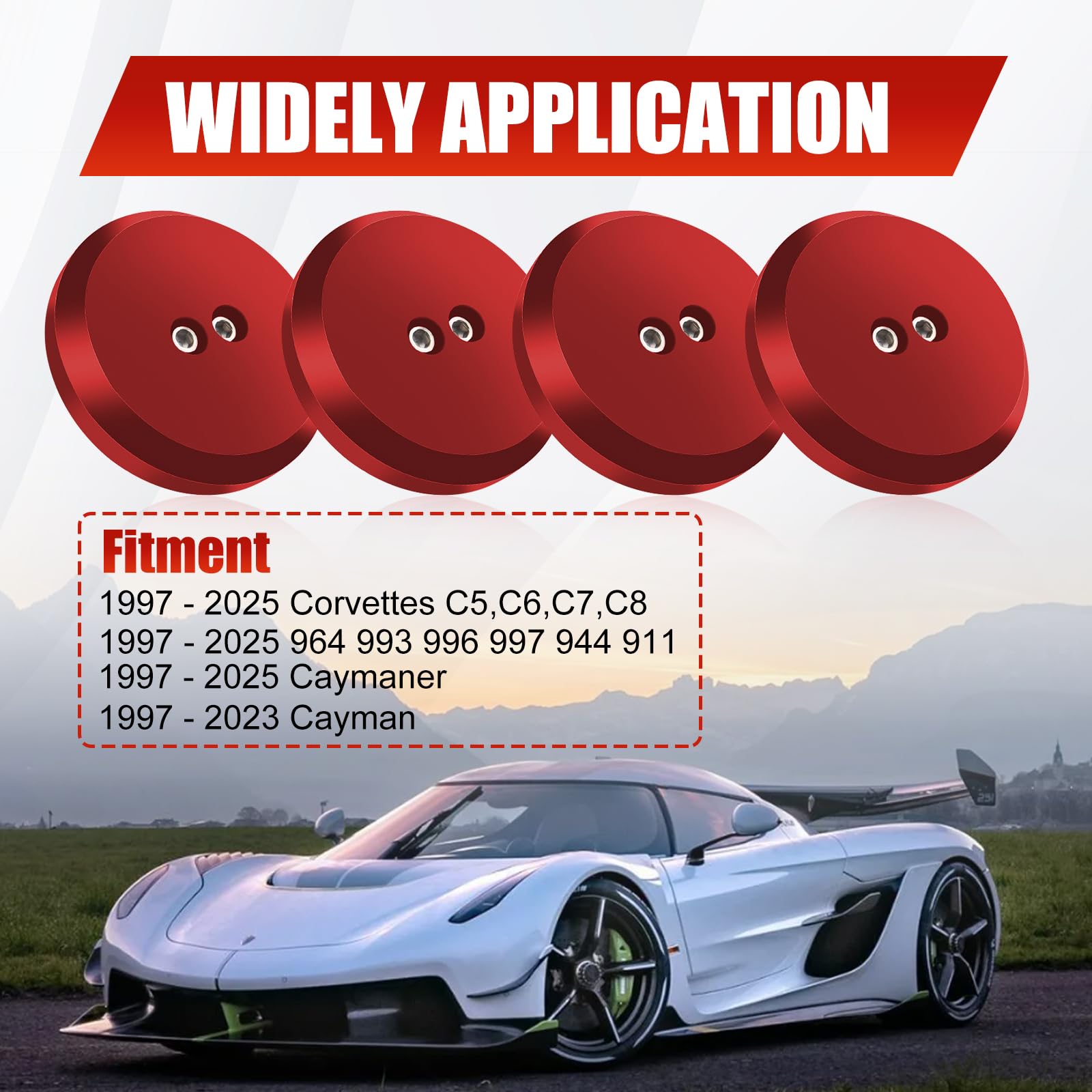 Chelhead Accessoires de cric de sol Corvette Adaptateur de coussinet de cric en aluminium massif compatible avec Corvette C5 C6 C7 C8 Z06 Zr1 et Porsche 911 944 964 993 Boxster Cayman 1997-2023, Rouge