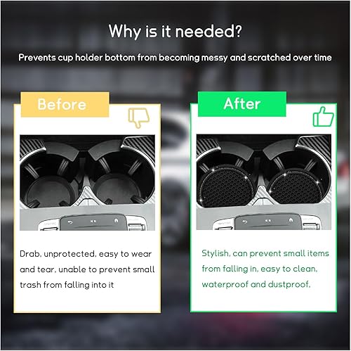 Miniatura 5 de 4 posavasos brillantes para automóvil, 2.75 pulgadas, con diamantes de imitación de cristal, tapete antideslizante y duradero para taza de bebida