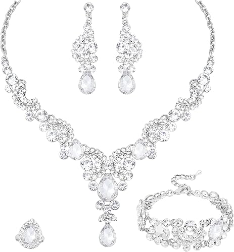 chaoyite Retro Jewelry Sets Women Vintage Necklace Earrings Bracelet Ring Sets C