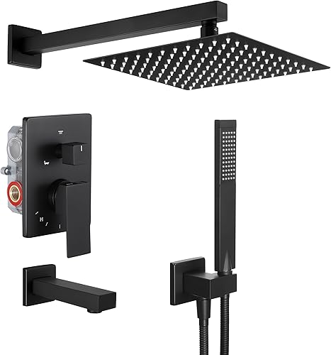 Miniatura 9 de KES Sistema de ducha de equilibrio de presión con boquilla de grifo de bañera de mano y cabezal de ducha de lluvia de 10 pulgadas, combinado de