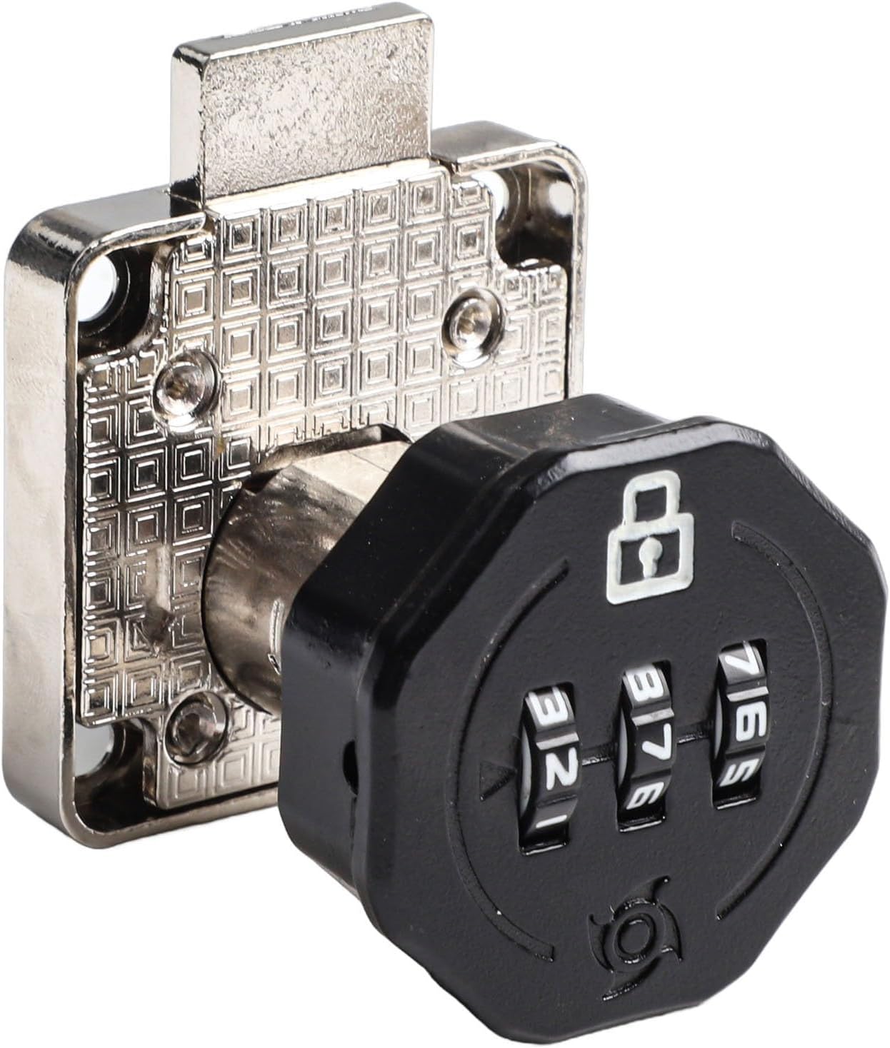 Zinc Alloy 3-Digit Combination Cabinet Lock, Keyless Cam Lock Mailbox Drawer File Storage, Secure Password Coded Door Lock Mechanism, Silver(black)