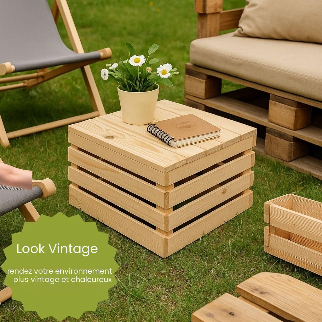 Grandes caisses en bois 50x40x30 cm – Lot de 3 boîtes naturelles – Caisse à vin, fruits et légumes – Boîte de rangement en bois vintage pour déco, cuisine, jardin ou étagère