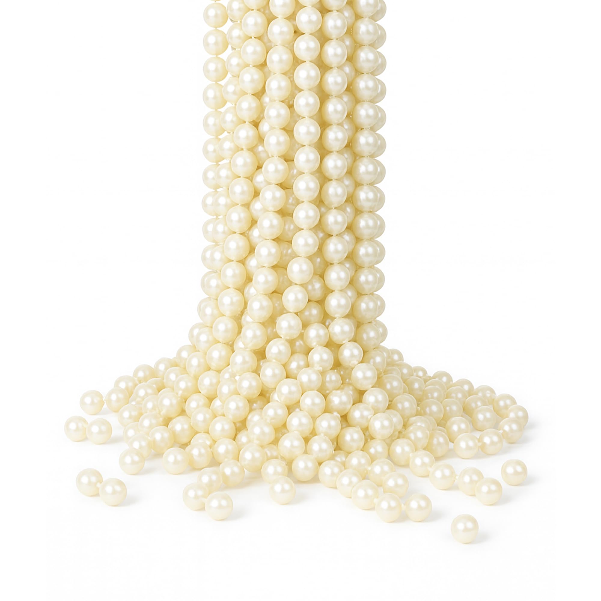 Trimming Shop 24 Feet White Metallic Christmas Bead Chain – 8mm Shiny Pearl Garland for Xmas Tree Hanging Decorations, Artificial Tinsel Beaded String for Crafts, Jewellery, and Festive Home Décor — image 1