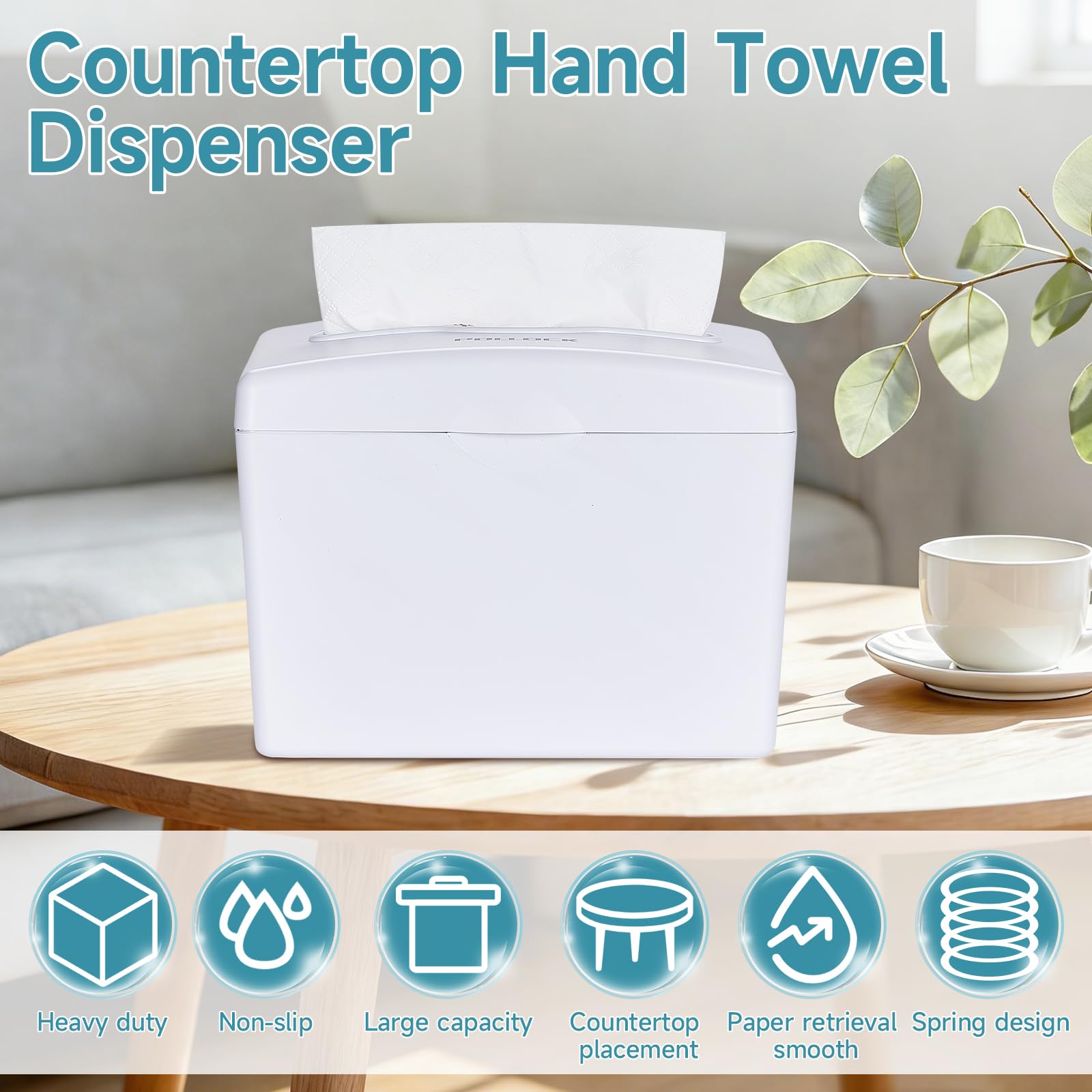 Pollock Dispensador de Servilletas de Sobremesa, Toallas de Mano, Papel Secamanos, Base Antideslizante, Gran Capacidad, Blanco
