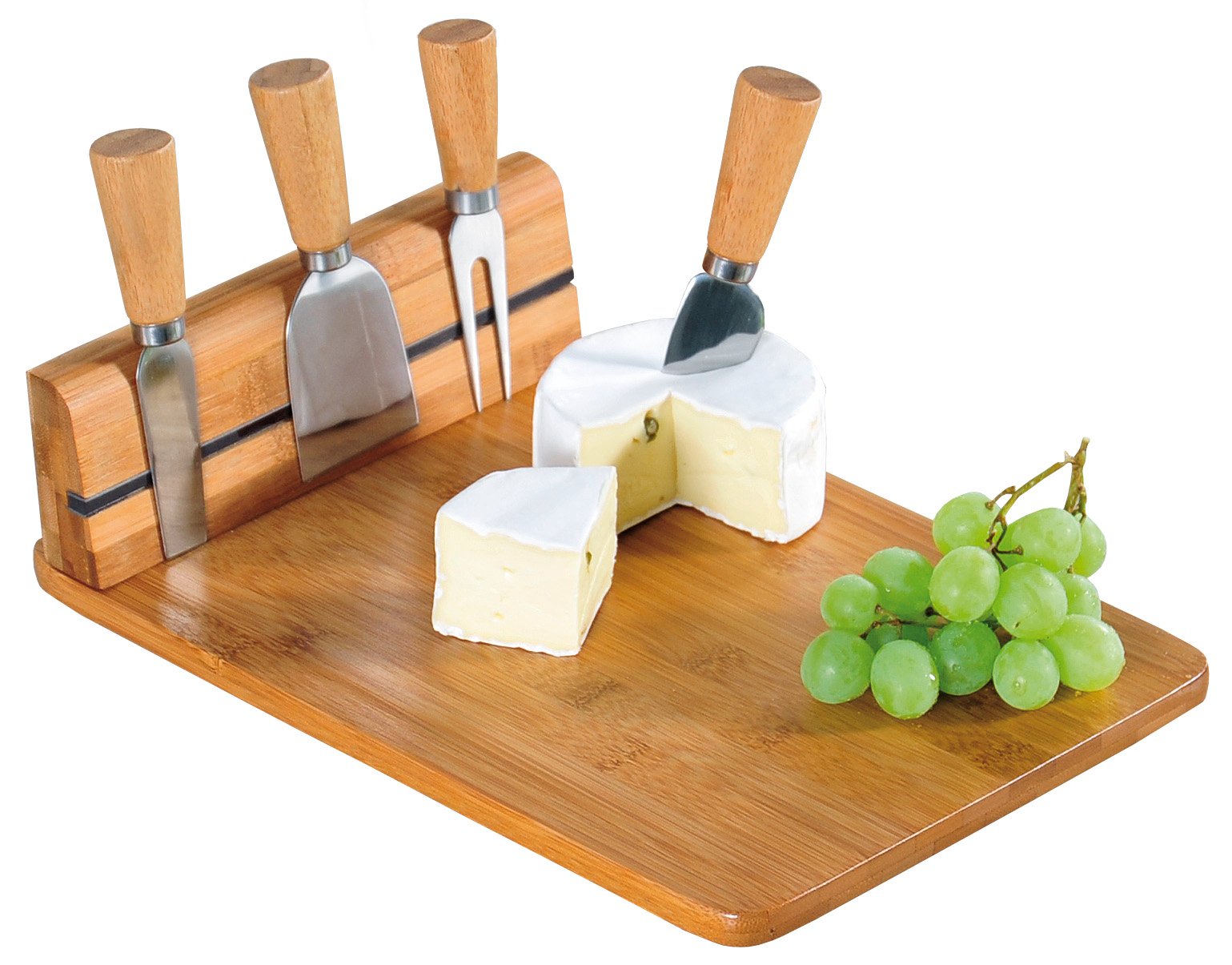 Kesper | Planche à découper à fromage avec couverts, matériau : bambou, acier inoxydable, dimensions : 30 x 20 x 8 cm, couleur :