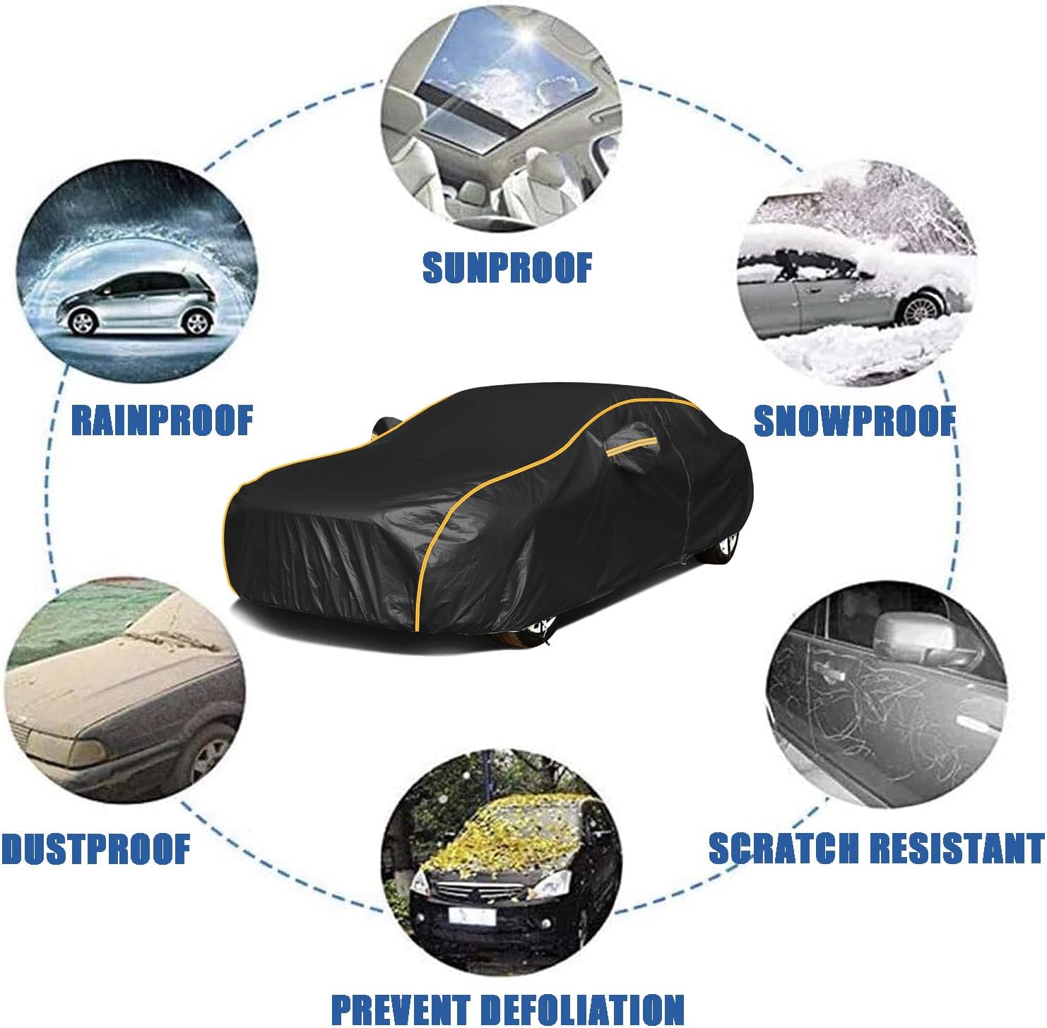 Full Car Cover for Ford Thunderbird 2002-2005,Full Exterior Covers Breathable Waterproof Dustproof Sun Protection Snowproof with Reflective Strip and Zipper Door