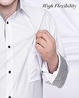 Vista 2 de J.VER Camisa de vestir elástica de manga larga casual para hombre, sin arrugas, ajuste regular, con botones