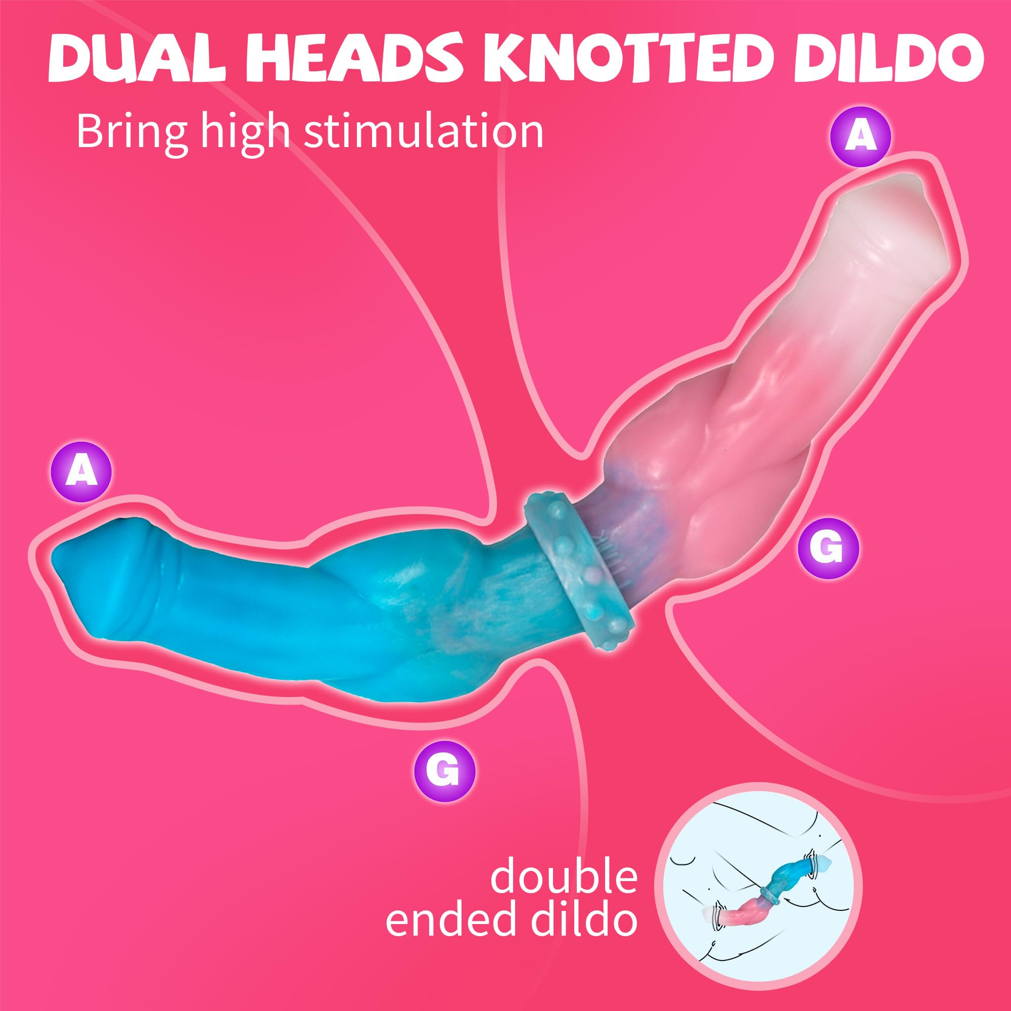 Double Ended Dildo Realistic Dog Dildo with Knot, 12inch Long Silicone Dual Dildos Anal Plug Adult Toys for Women Couples and Men Gay