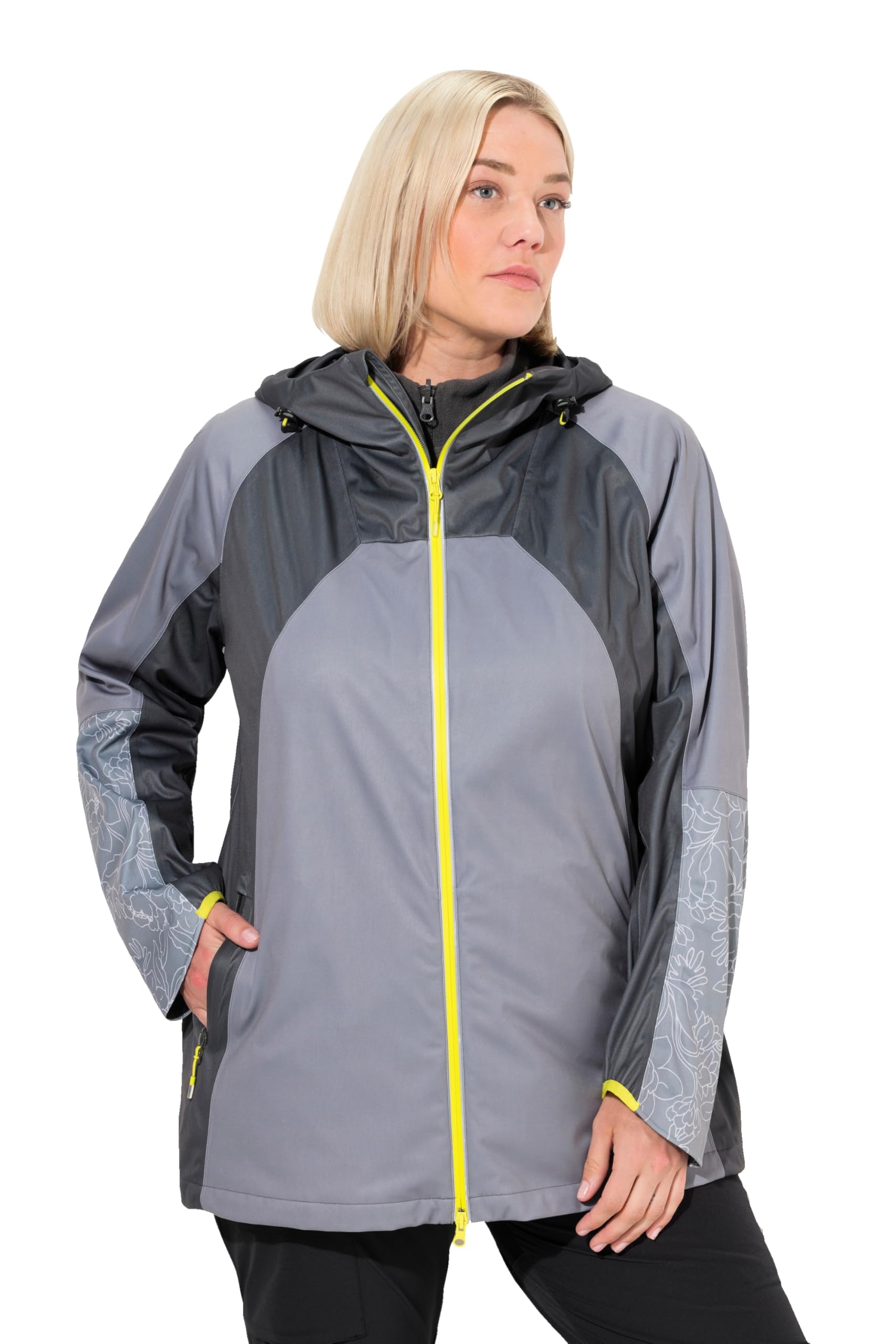 Ulla Popken Damen große Größen Übergrößen Plus Size Funktionsjacke, wasserdicht, Innenjacke, 2-Wege-Zipper 830522