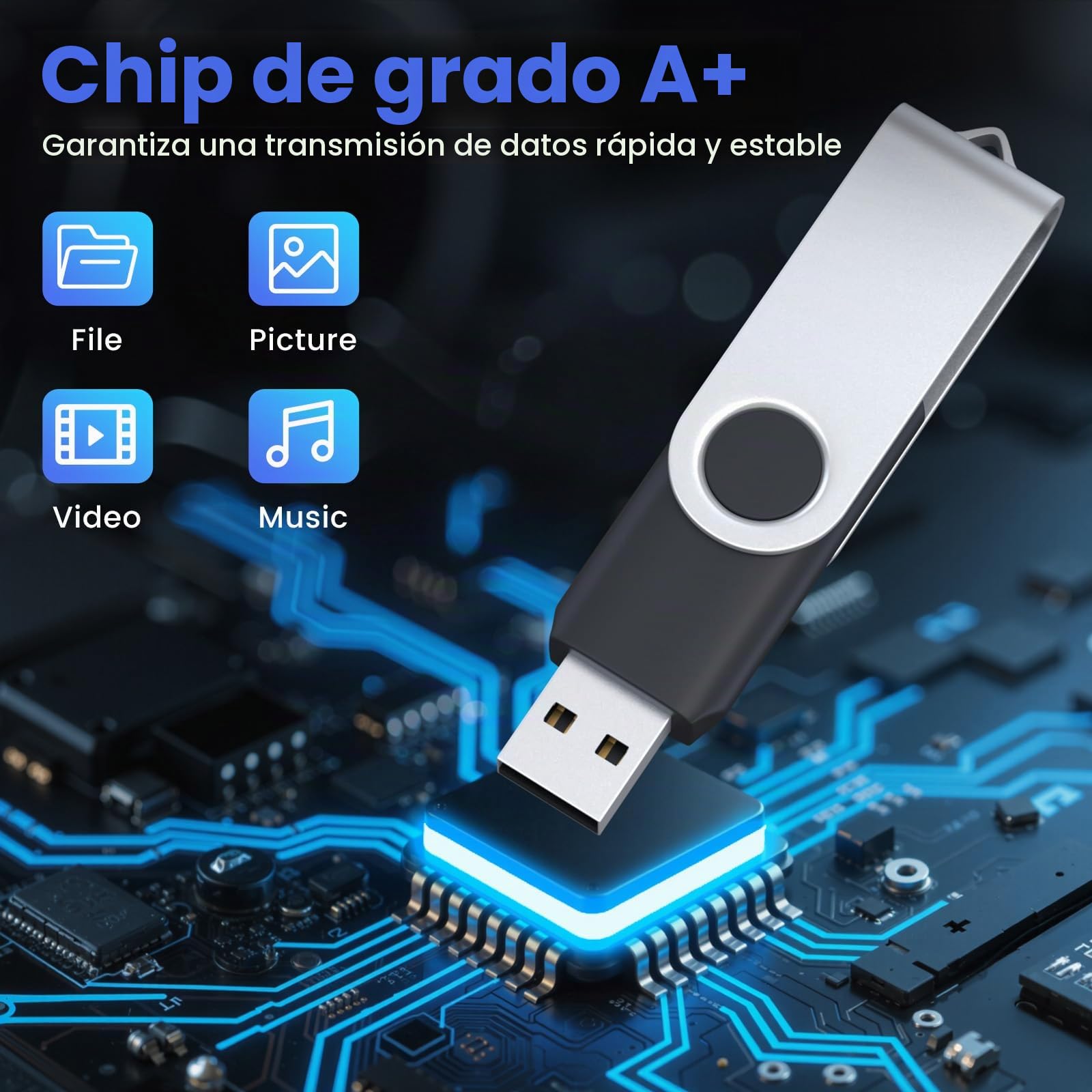 ABLAZE Pendrive 8GB 10 Piezas USB Giratoria con Indicador LED