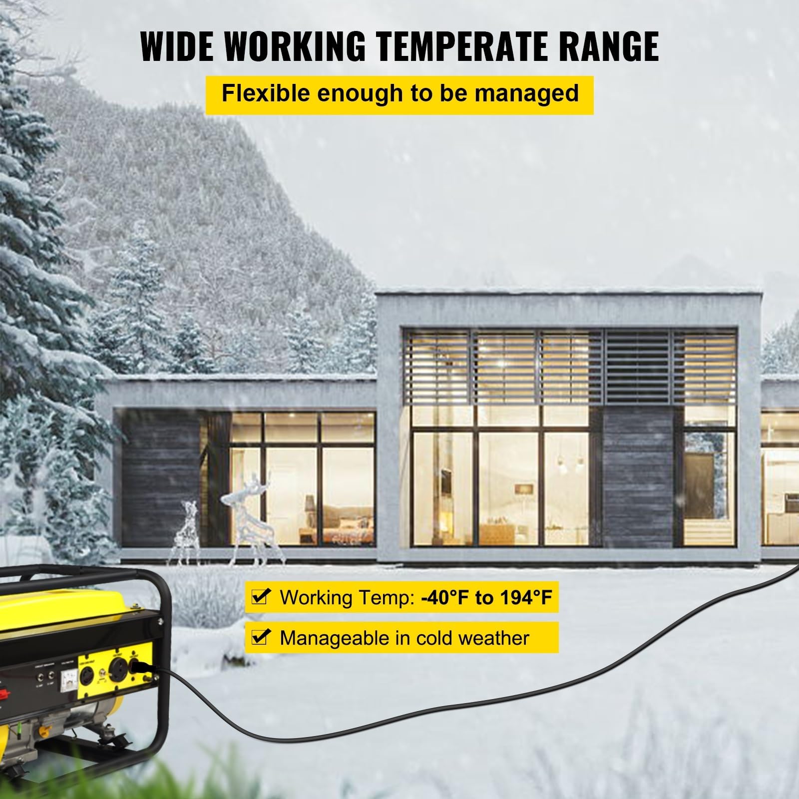 Generator-Sockel-Verlängerungskabel, Netzkabel, 15 m, 250 V, 50 A, robust, 10/3 Schweißgerät, MIG, Wig, Plasma, STW-Jacke, wasserdicht