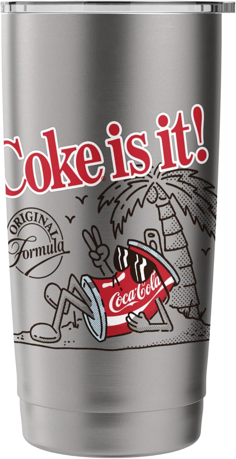 Coca-Cola Original Formula Coke Is It! Beach Retro Cartoon Stainless Steel Insulated Tumbler - Image 3
