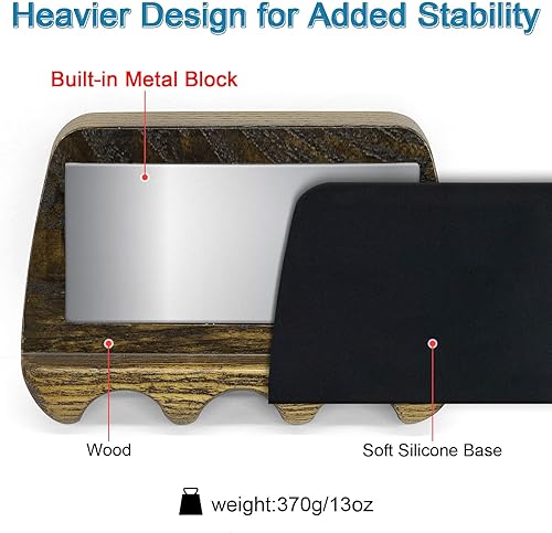 Miniatura 5 de Wood Pool Cue Holder Non-Slip Silicone Base Solid Wooden Construction  Holds 2345 Cues Weighted Metal Inside for Stability Billiard Accessory for