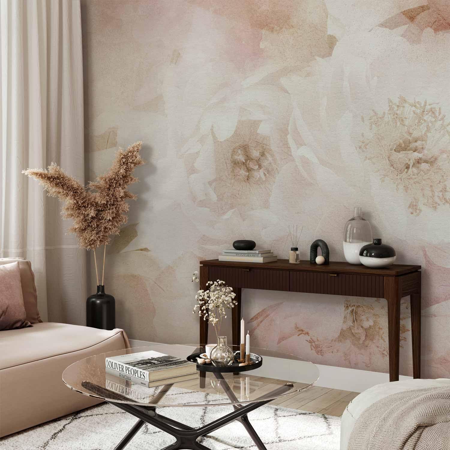 artgeist Wall Mural Flowers 173x124 in - Peel and Stick Self-Adhesive Wallpaper Removable Large Sticker Foil Wall Decor Print Picture Image Design Roses Nature Beige b-C-1021-a-a