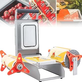 Manual Food Tray Sealer Machine, Takeaway Box Hand Pressure Food Packaging Machine, Commercial Stainless Steel Vegetables Tray (18 * 13cm)
