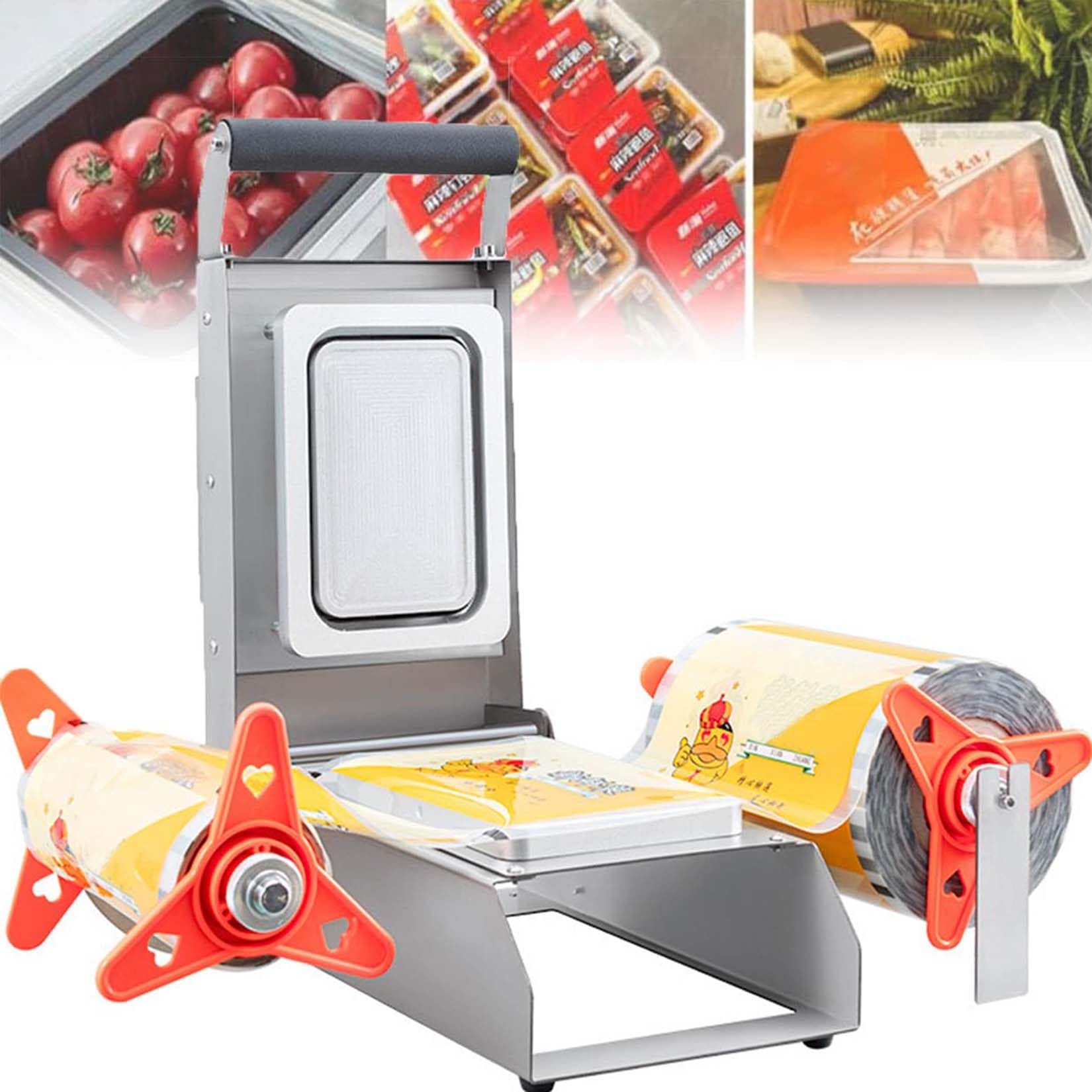 Manual Food Tray Sealer Machine, Takeaway Box Hand Pressure Food Packaging Machine, Commercial Stainless Steel Vegetables Tray (14 * 14cm)