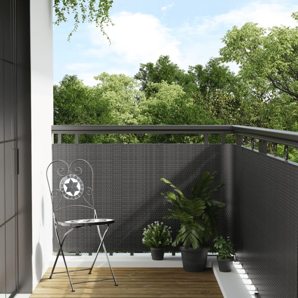 vidaXL Balkon Sichtschutz, Balkonbespannung Rattan-Optik, Sonnenschutz Windschutz für Terrasse Garten, Balkonverkleidung Balkonabdeckung, Anthrazit 300x90cm Poly Rattan