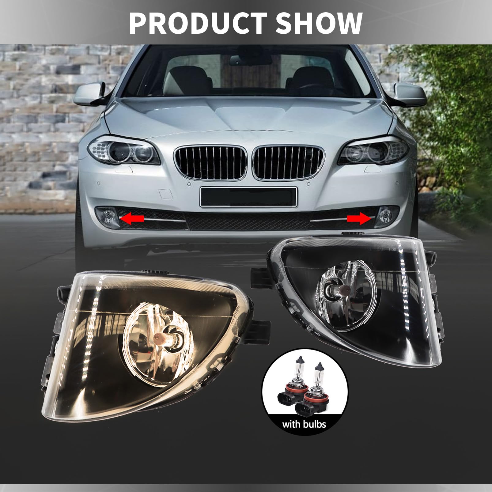 Yunnergo Left & Right Fog Lights 63177216888 63177216887 Compatible with F10 528i 535i 550i 2009-2015