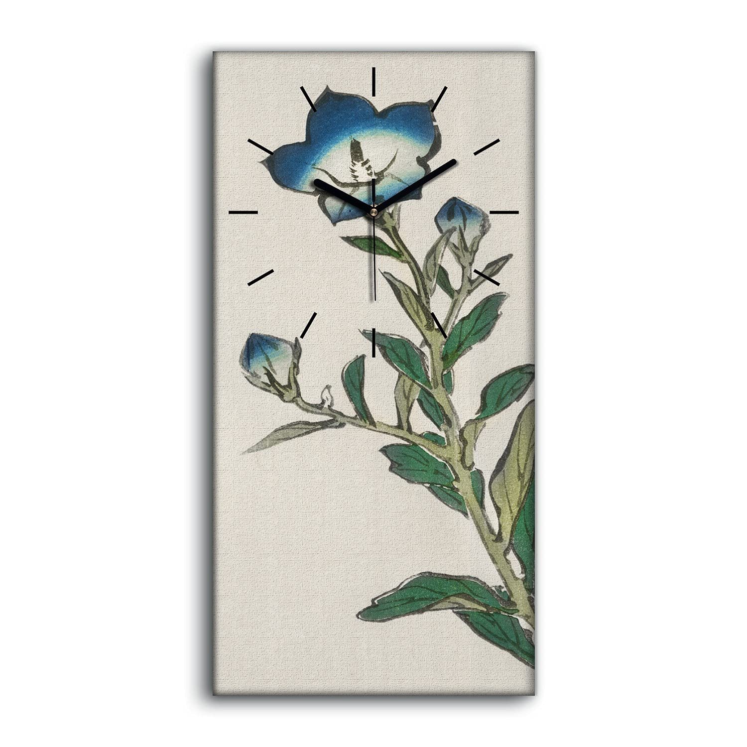 Horloge sur Toile Zen Silencieuse 30x60cm Tableau Mural Salon Motif Végétal Moderne