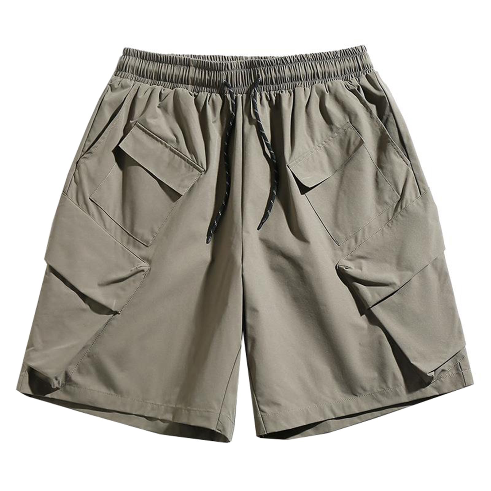 Mens Curved Hem Sport Shorts Embroidered Beach Casual