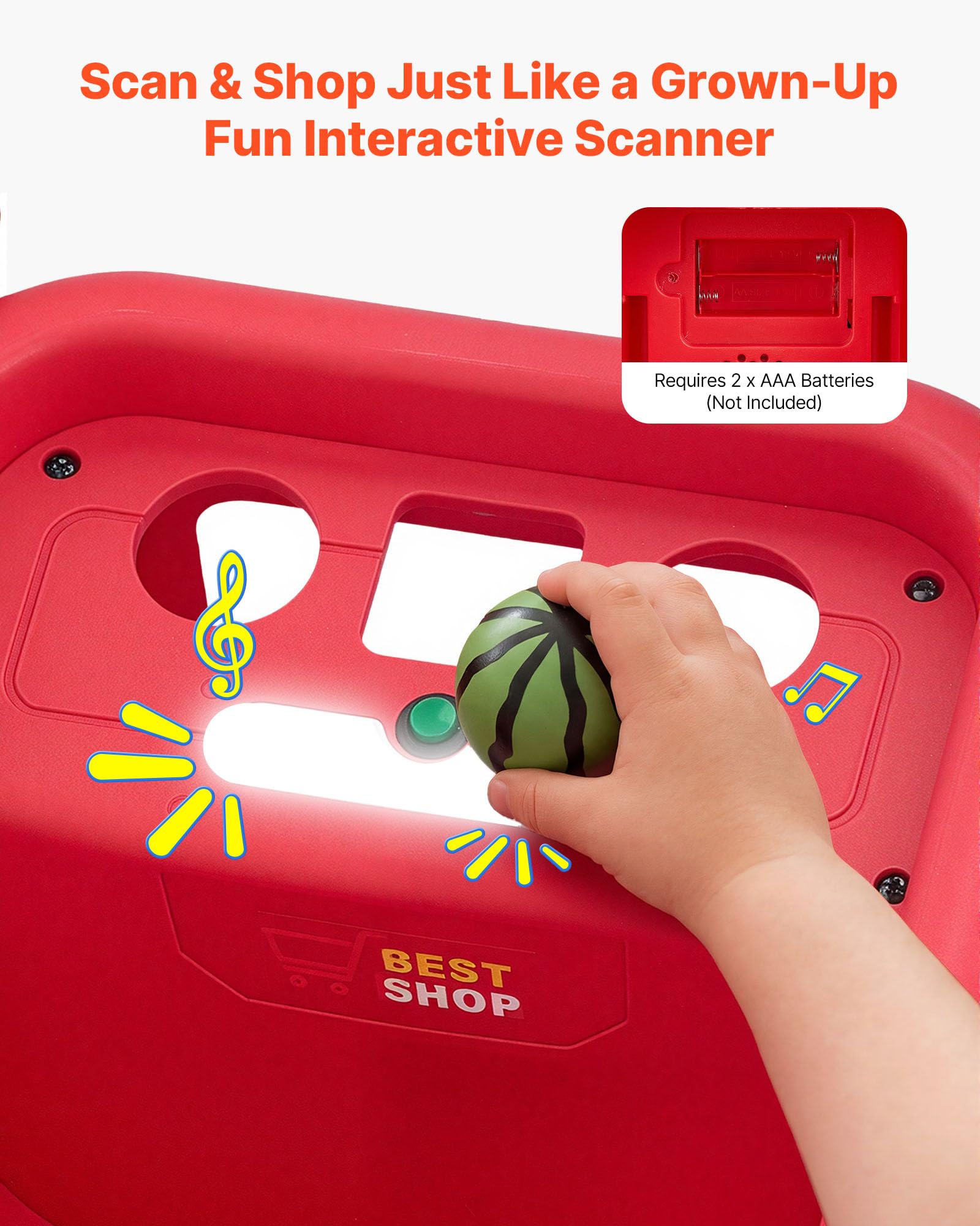 VEVOR Carrello della Spesa Giocattolo per Bambini, Carrello Supermercato Giocattolo, Scan e Sort con Alimenti Finti, Luci e Suoni, Altezza Regolabile, Gioco di Ruolo Supermercato per Bambini da 2 Anni