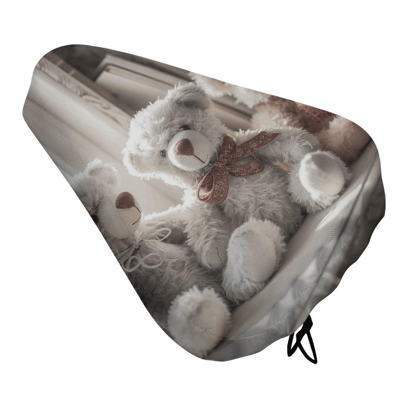 Bear Sitting on Shelf Bike Seat Cover for Men Women, Waterproof & Dustproof Bike Seat Cushion with Drawstring, Adjustable Bicycle Saddle Cover for Or Rain & Sun Protection