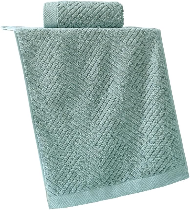 YiLUOMO Green Hand Towel Set of 2 Striped Weave 100% Cotton Super Soft Highly Absorbent Hand Towels for Bathroom 13x 29 Inch - Image 4